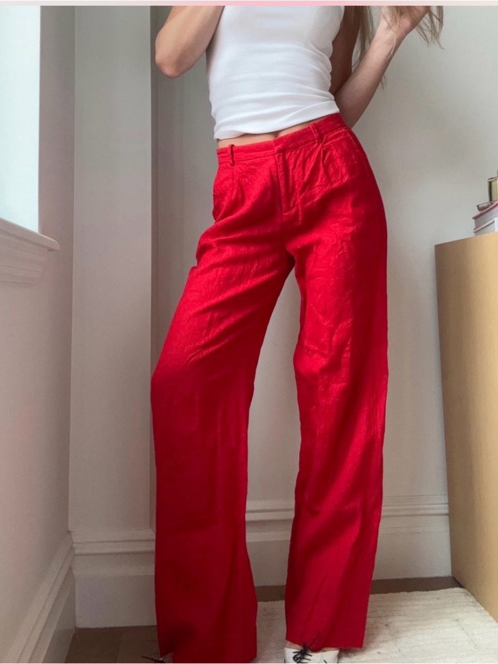 J. Crew Vibrant Red Wide-Leg Pants